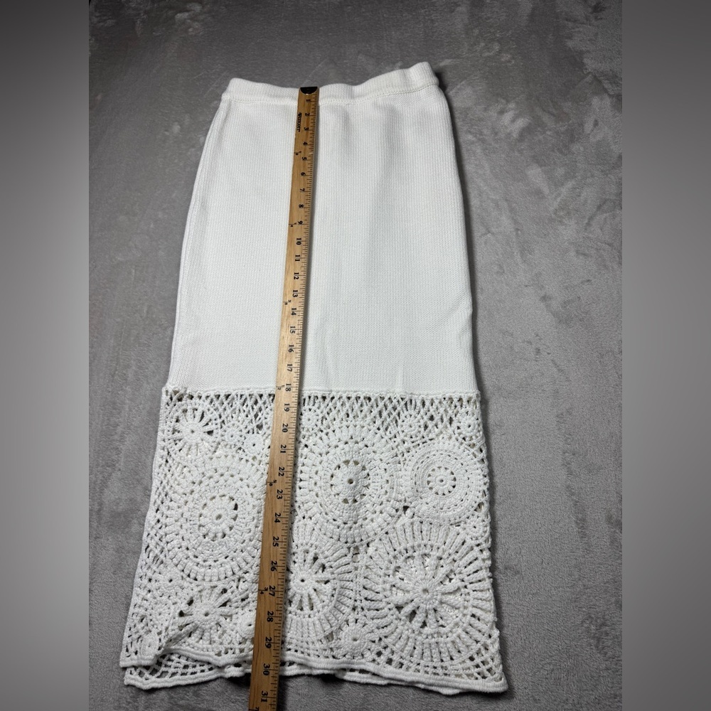 Anthropologie House of Harlow Crochet 100% Cotton Boho Midi Off White Skirt XS - Picture 7 of 16